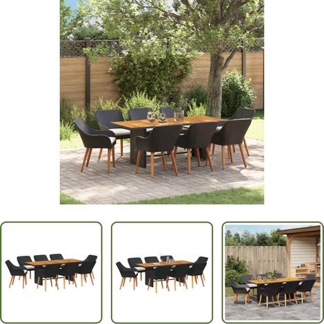Salle à manger extérieure - Ensemble de salle à manger pour jardin 9 pcs Noir polyrotin (1/5)