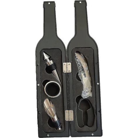Coffret tire-bouchon, accessoires pour le vin, boîte à vin, ouvre-bouteille, avec bouchon, bec verseur, anneau anti-gouttes, coupe-capsule, cadeau pour la famille-AquaForge (1/5)
