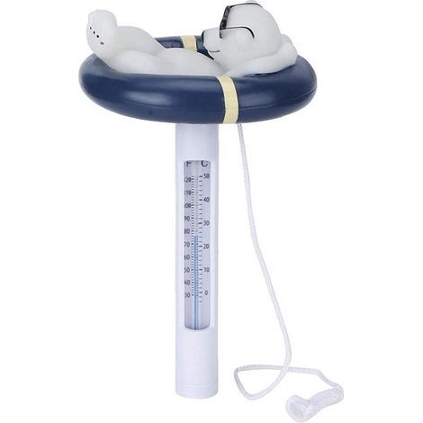 Termómetro tubular con forma de oso polar de dibujos animados, con cadena, para piscinas, spas, jacuzzis y estanques. (1/5)