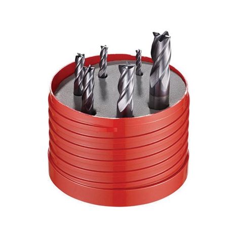 Set di frese per albero Nr.944 D.3/4/5/6/8/10mm Z.4 VHM TiAlN 6 pezzi in scatola rotonda