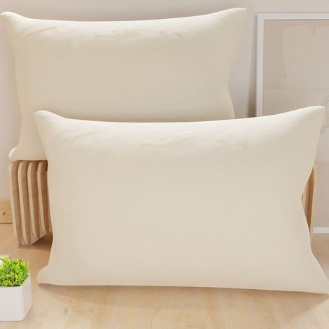 Lot de 2 Taies d'oreiller de Lit 80x40 cm, Housses de Coussin Unies Couleur Crème, Taie Oreiller 100% Microfibre Hypoallergénique, Fabriqué en Italie (1/2)