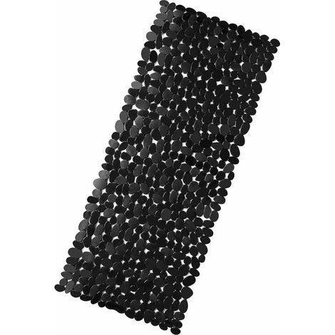 BRAVIX Tapis de Douche Antiderapant Tapis de Baignoire de Bain Enfant avec Ventouse Anti Moisissure Fond de Douche Galet Lavable en Machine, SANS Phtalates de Latex, Extra Long 88 x 40cm Noir (1/5)