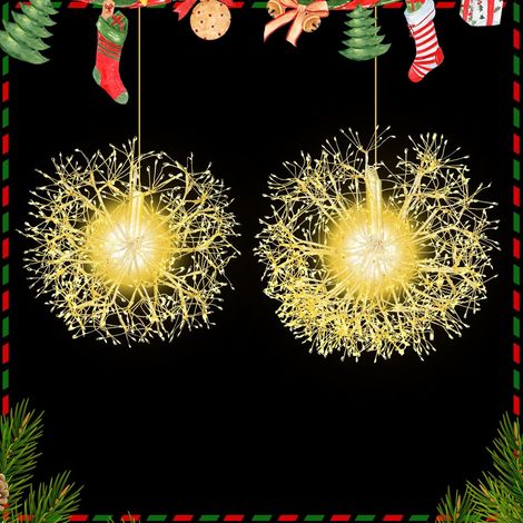 GOPLUS Decoration Noel Exterieur Interieur, 44 CM+54 CM Boules Noel Lumineuses Lustres Decor Lumineuses avec 572 Lumières +912 Lumières Perles LED, Lumières pour Intérieur/Extérieur (1/5)