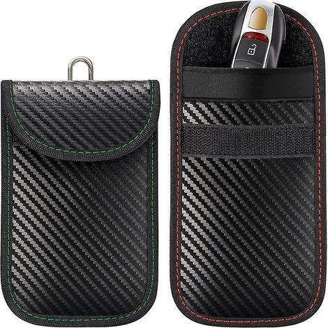 lot De 2 Pochettes Pour Cls De Voiture Faraday (une Verte Et Une Rouge) - Pochette Pour Cls Royal Faraday Pour Porte-cls Pochette De Protection Rf (1/5)