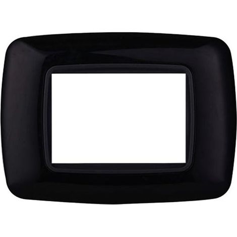 Plaque plastique arrondie 3 modules Bticino Livinglight compatible Ettroit, coloris noir - LN88302
