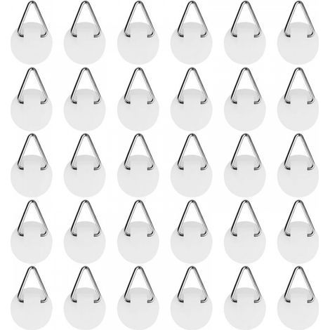 Lot de 30 Crochet Autocollant pour Tableau, Crochets Muraux Adhésifs pour Cadres Photos, Installation Facile sans Outils (2,2cm) (1/5)