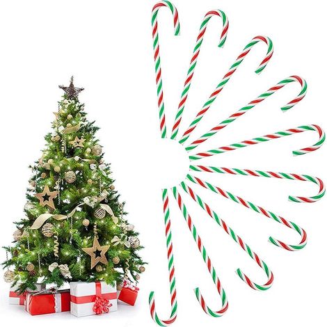 Décorations de saison 12 Pièces Sapin Noël Canne en Bonbon Rouge Blanc Candy Cane Décorations Sucres d'orge Suspendus Candy Canes Canne Bonbons Plastique Canne Bonbon Sucre Béquilles pour Maison Noël 