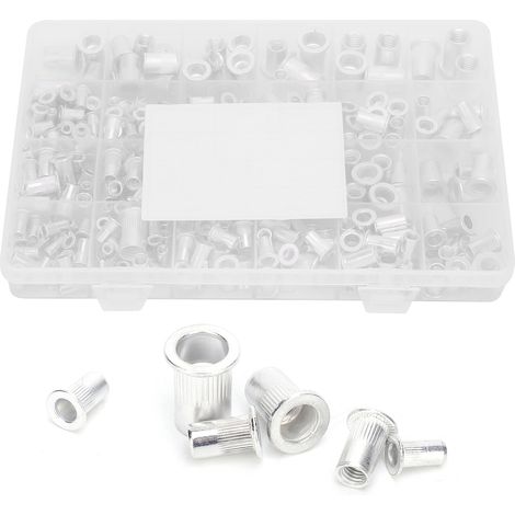 300 pièces / boîte Écrous à sertir en aluminium 6‑32/ 8‑32/ 10‑24/ 10‑32/ 1/4‑20/ M3/ M4/ M5/ M6/ M8 (1/5)
