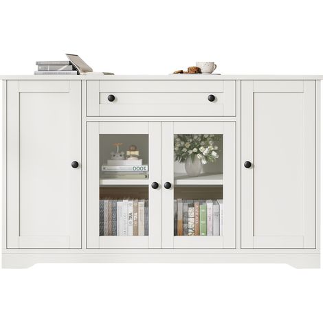 CHICFURN Aparador 138x40x83 cm blanco MDF y aglomerado 4 puertas 1 cajón (1/5)