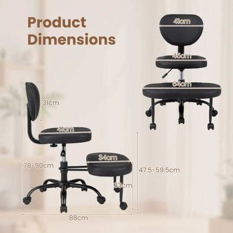 Ergonomic Cross-Legged Office Chair, Adjustable Height, Black (1/5)