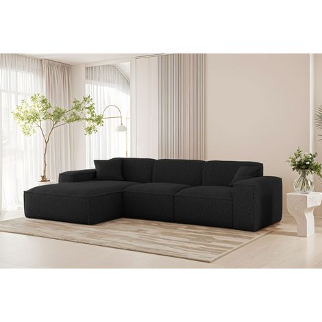 Ecksofa Designersofa CELES PREMIUM in Stoff Sven Schwarz Ottomane Links (1/3)