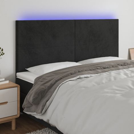 Cabecero con luces LED terciopelo negro 160x5x118/128 cm vidaXL (1/5)