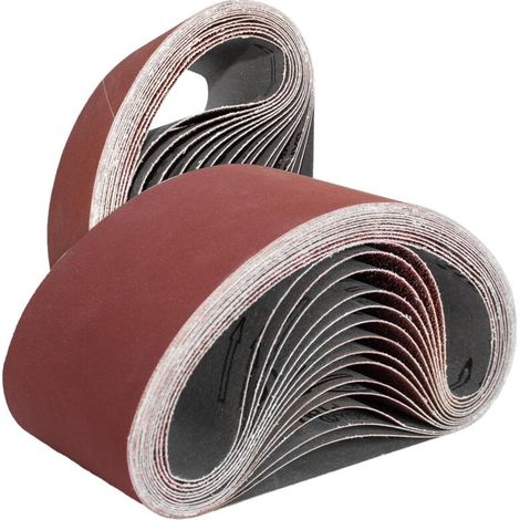 10 pièces Bandes abrasives 75 x 533 mm. Ensemble de Bandes Abrasives,pour ponceuses à bande, métal,bois,polissage （80 Grain） (1/4)