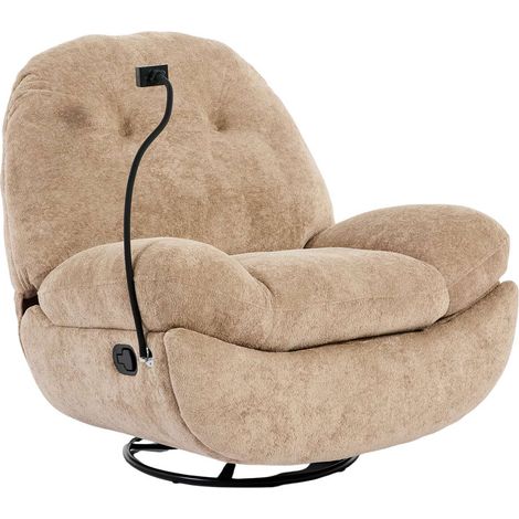 PHOENIX TEDDY SWIVEL & ROCKER MANUAL RECLINER CHAIR OATMEAL (1/5)