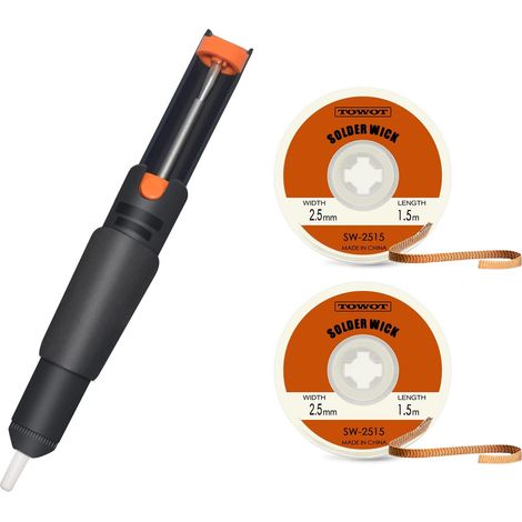 3 Pièces Outil De Soudure, Mèche En Cuivre 2,5mm, Pompe À Vider ABS 21cm, Pour Réparation PCB (1/5)