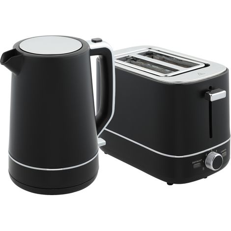 Bouilloire 1,7 L et grille-pain 6 niveaux de brunissage, noir/acier (1/5)