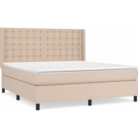 Maison Exclusive - Giroletto a Molle con Materasso Cappuccino 160x200cm Similpelle (1/5)