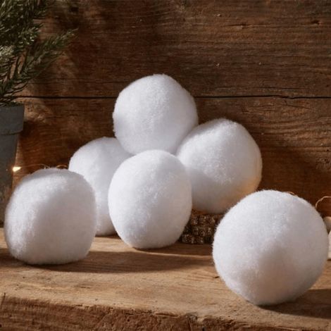 6cm 12 Pack of White Fabric Christmas Faux Snowballs (1/5)
