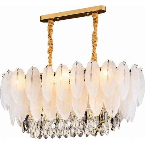 Suspension LED moderne au design plume 80 cm, dorée, 3 températures de couleur, élégante lampe pour table à manger
