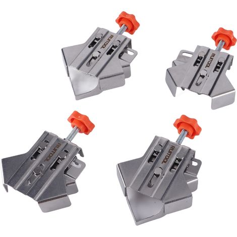 Lot de 4 équerres d'angle en acier inoxydable, réglables à 90°, pour le travail du bois. (1/5)
