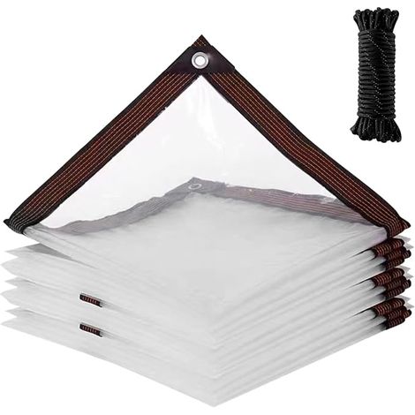 Lot de 2 bâches transparentes avec œillets - 2 x 3 m - Bâche imperméable en polyéthylène - Résistant aux UV et à la déchirure - Idéal pour balcon, terrasse, jardin, abri de voiture et camping (1/5)