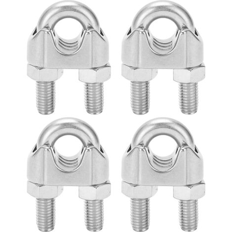 Lot de 4 pinces à câble en acier inoxydable M14, collier en U pour câble métallique de 9/16 pouce, fixation d'élingue. (1/5)