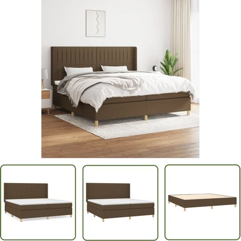Lit à sommier tapissier avec matelas, Lit adulte pour 2 personnes Assemblage Facile, Marron foncé 200x200 cm OIB8768E (1/5)