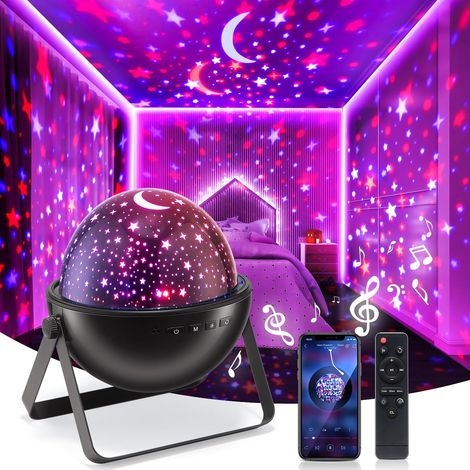 Veilleuse BéBé, Veilleuse Enfant Musicale et Lumineuse, Projecteur Ciel Etoile, 12 Couleurs Veilleuse Etoile Projection, Lampe Projecteur LED Enfant Adulte (1/5)