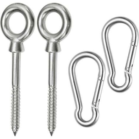 Stainless Steel Hammock Hook Kit, Hammock Carabiners, Load Capacity 700 lbs (1/4)