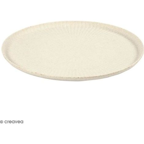 Plateau - MARQUE - 30 cm - Rond - Bambou - Blanc