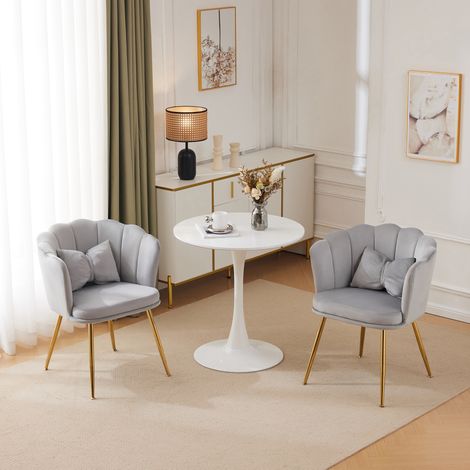 Poltrone in velluto set da 2, grigie, 63 x 58 x 77 cm con cuscini e gambe in metallo HAVRYA (1/5)