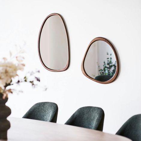 Miroir design organique avec cadre effet bois foncé 48 cm BRIG (1/4)