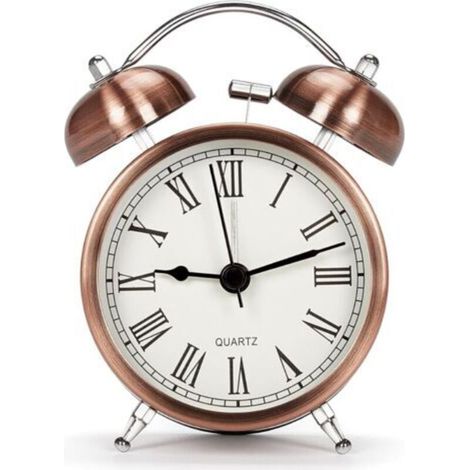 Pr Vintage Retro Silent Non-Ticking Travel Alarm Clock, Analog Quartz Double Bell Clock with Loud Alarm, Battery Operated Morning Alarm Clock for Child Kid Sleep (3 Inch) (1/5)