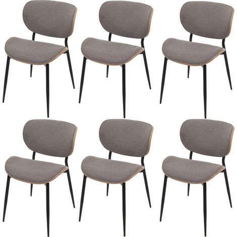 Lot de 6 chaises de salle à manger HWC-O45 bois courbé tissu (370g/m2) ko-Tex MVG-certifié - naturel gris clair (1/5)
