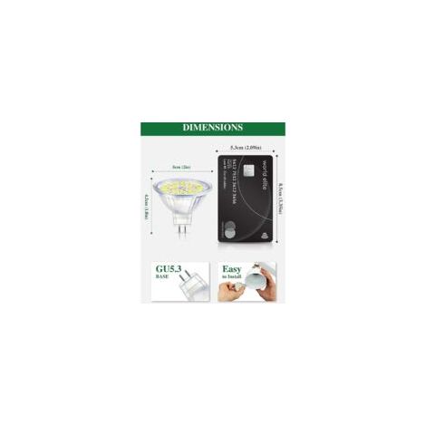 Lampadina LED GU5.3, bianco freddo 6000K, MR16 LED AC/DC 12V 3W equivalente a 30W alogena, lampadine LED spot non dimmerabili, confezione da 10 [Classe energetica F] - Crezuo