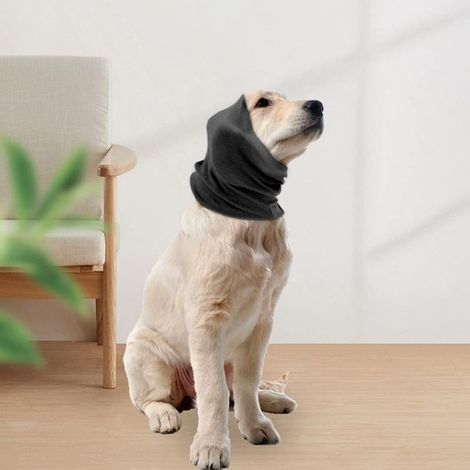 Cache-oreilles pour chien -Confortable - Anti-anxiété - Réduction du bruit - Cache-cou et oreilles - Calmant - Pour animal domestique - Taille S - noir (1/5)