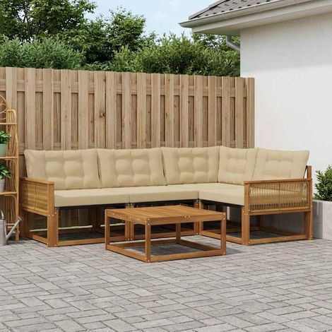 vidaXL Set di divani da esterno con cuscino 5 pcs Naturale e