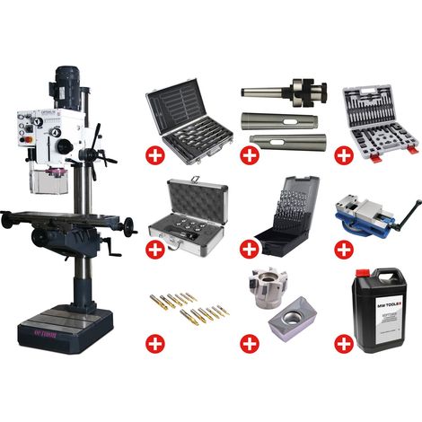 Pack Perceuse-fraiseuse à colonne perçage jusqu'à ø 32 mm CM4/M16 1,5 kW 400 V table croisée et accessoires essentiels Optidrill DH40CT PACK PRO (1/5)