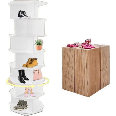 Étagère à chaussures, 7 niveaux, 3 paires par niveau, rotation à 360°, matériau PVC, capacité de 50 kg (1/5)