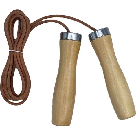 Corde à Sauter Cuir - Roulements à Billes - Poignées en Bois - Pour Fitness et Entraînement Sportif - 1 Pièce (1/5)