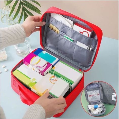 Trousse de Secours Vide, 2PCS Boite de d'urgence, Sac de Rangement de Médicaments, Trousse de Premiers Secours, Sac de Rangement (1/4)