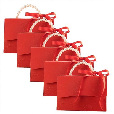 Elegante, geprägte Geschenkbox mit Satinband und Perlmuttgriff, edle Box mit Perlmuttgriff, ideal zum Verschenken, luxuriöse und dekorative Ausführung. (1/5)