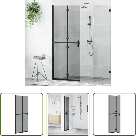 vidaXL Paroi de douche à l'italienne Noir 80 x 6,5 x 190 cm (1/5)