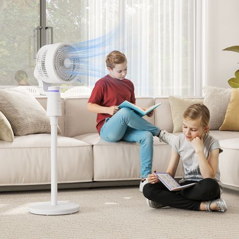Ventilateur sur pied, circulateur d'air, ventilateur à 3 vitesses, télécommande, minuterie, oscillation 70° + 90°, oscillation