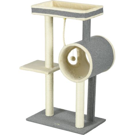 Kratzbaum 104cm mit spielball 2 liegeflachen katzenbaum fur katzen bis 5kg sisal grau 202119858 202119858 (1/5)
