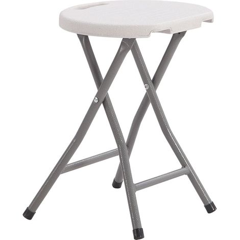 Klapphocker (bis 150kg belastbar) 33x30x45cm aus Kunststoff und Stahl in weiß und grau