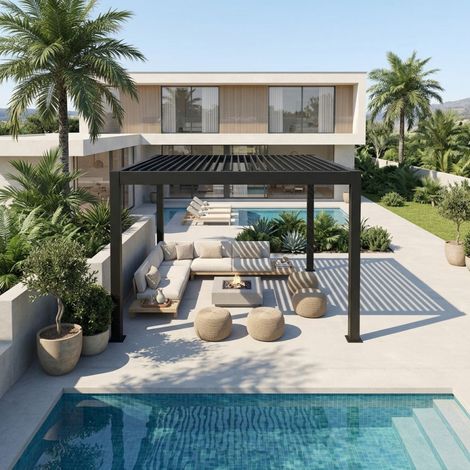 Pergola bioclimatique 16m2 aluminium anthracite X-Metal (1/5)