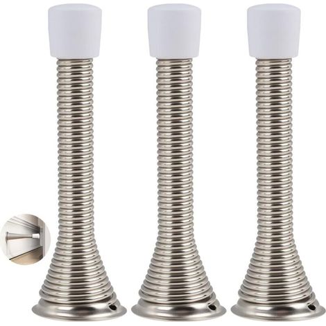 Butée de porte murale en métal à ressort – Lot de 3, pour plinthe, usage maison et bureau (1/5)
