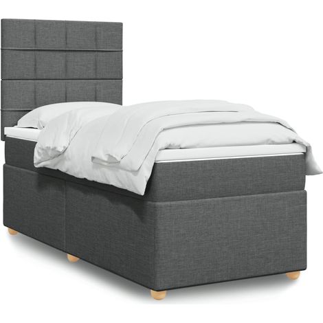 Boxspringbett mit Matratze Dunkelgrau 90x200 cm Stoff