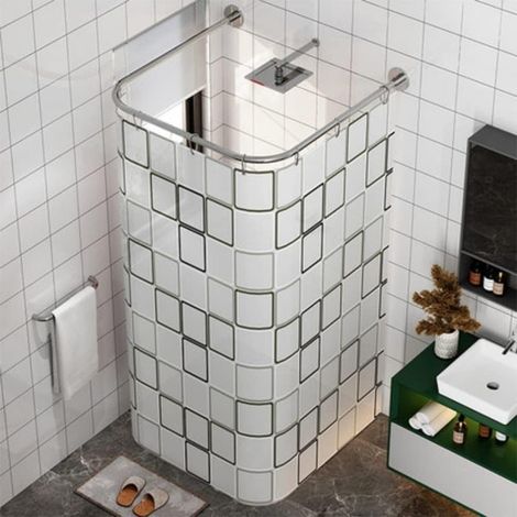 Tringle à rideau de douche en forme de U, en acier inoxydable 304, sans perçage, extensible, pour douche, baignoire, salle de bain (85-120 cm) (1/5)